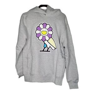 Takashi Murakami OVO Drake Womens Sz Small Chenille Flower Owl Gray Hoodie NWT